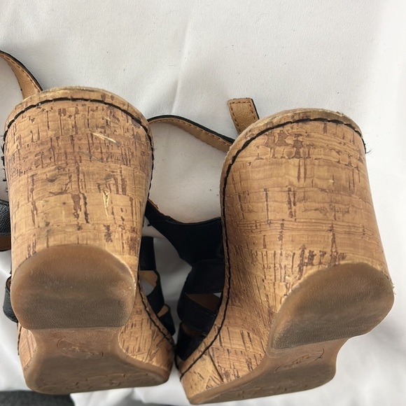 Born Concept Leather Strappy Sandals w/ Cork Wedge Heels - Picture 7 of 8
